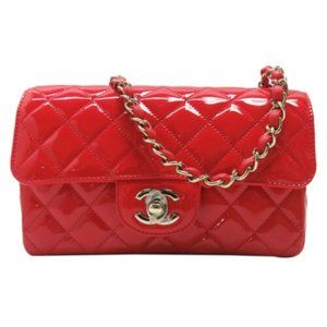 Chanel Large Flap Chain Shoulder Crossbody Bag Quilted Patent Leather